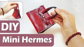 How to Make Mini Hermes Birkin Leather Bag // keychain  --- DIY