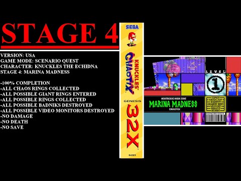 Knuckles' Chaotix [USA] (Sega Genesis 32X) - (Stage 4 - Marina Madness | 100% Completion)