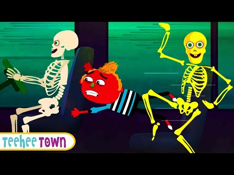 Skeletons' Water BUS Wobbling In Town 💀🚌 Spooky Skeleton Songs By Teehee Town