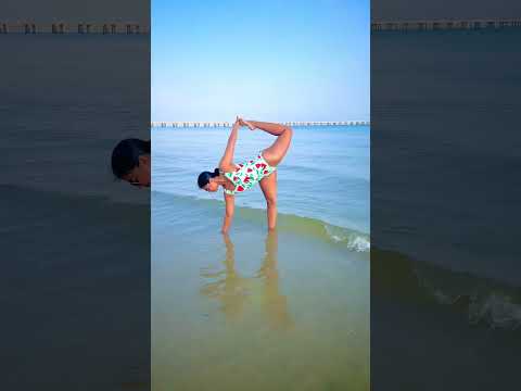 beach yoga fun time