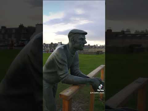 A statue of a fisherman gazing out to sea in the village of Port William #shorts