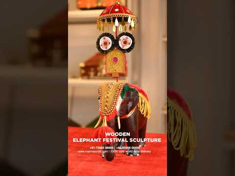 Handcrafted Wooden Elephant Pooram Festival Sculpture | Mannar Craft