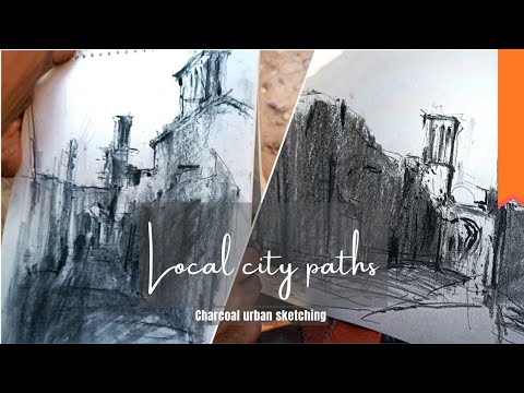 Local city paths /Charcoal urban sketching