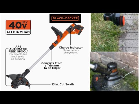 Black+Decker 40V MAX Cordless 13in String Trimmer and Edger LST140C | Cordless Grass Trimmer & Edger