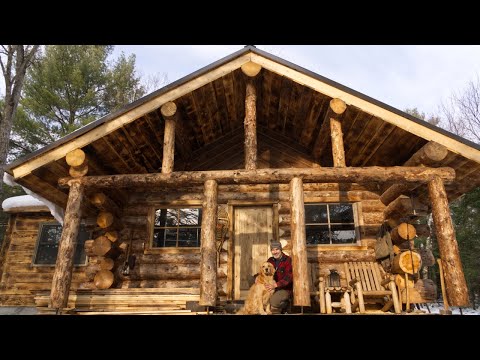 2 Years Alone Building an Off Grid Log Cabin in the Wilderness, Start to Finish Timelapse