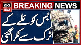 12 injured in bus and truck horrific collision near Faisalabad bypass