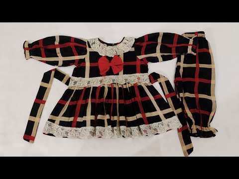 how to stitch baby frock design for winter 2 to 3 years old baby girl