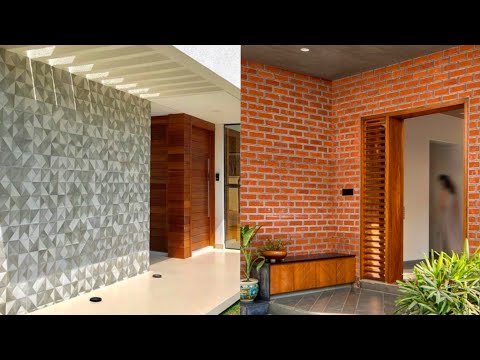 Front Elevation Wall Tiles Design | Home Exterior Stone Wall Cladding Entrance | Exterior Wall Tiles