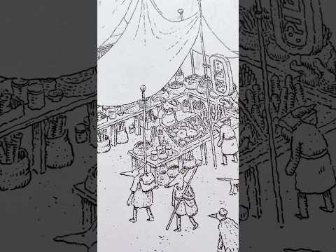 Next drawing in the works! A bizarre bazaar of sorts. #illustration #inktober #inkdrawing #art