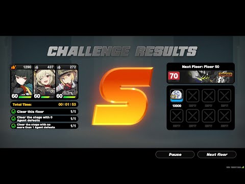 Simulated Battle Trial 49 no damage taken: M0R1 Miyabi, M0R0 Burnice, M6R3 Lucy