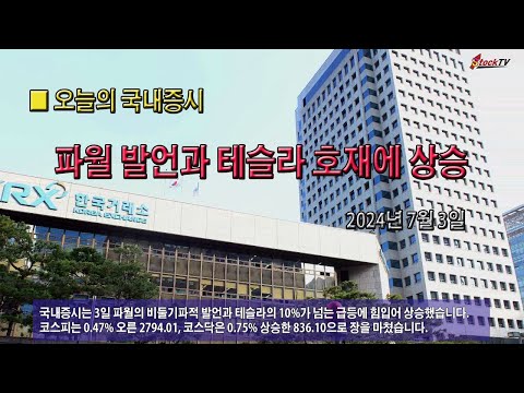 국내증시, 파월 발언과 테슬라 호재에 상승