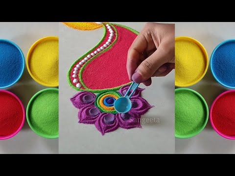 Best rangoli tricks l 3 diwali rangolis l satisfying rangoli designs with colours l रंगोली डिजाइन