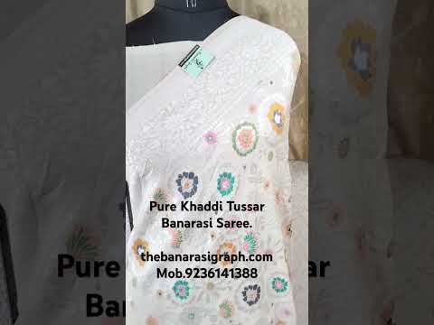 Pure Khaddi Tussar Banarasi Saree.             #puresilk #purebanarasi #puresaree