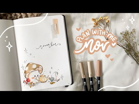 PLAN WITH ME ~November 2022 Bullet Journal Setup ~ Mushroom Tea Party!!