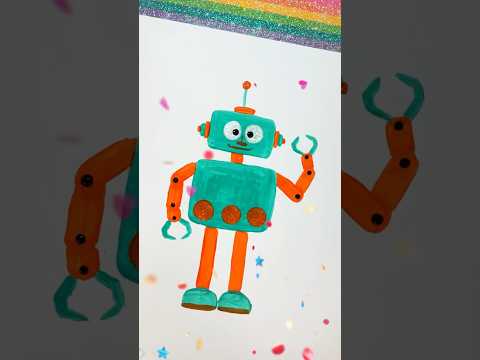 ROBOT Painting 🤖 | Art for Kids #shorts #artforkids #paintingforkids