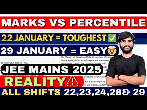 JEE Mains 2025 Marks vs Percentile 22,23,24,28 & 29th JANUARY😱 Attempt✅ | JEE Mains 2025 Cut off