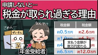 65歳前の年金受給者で何もしないと税金が取られ過ぎる。申請の有無で税金額を計算シミュレーション。公的年金等の扶養親族等申告書での控除の申請方法は？