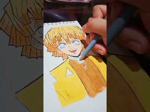 DRAWING AND COLORING ZENITSU AGATSUMA FROM DEMONSLAYER|WATERCOLORPAINTING| #SHORTS #ZENITSU