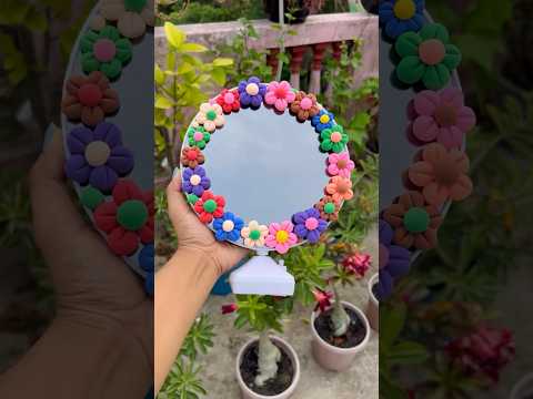 DIY Mirror Decoration Idea #diy #mirrordecoration #clayart #shorts