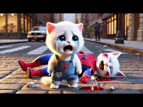 Spider Police Cat and Kitten😿 fight Evil Hyena Gang😈 #cat #ai #catlover #catvideos #cutecat #aicat