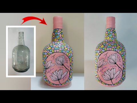 Old  Monk Bottle Art | Reusing Old Monk Bottle | Easy craft using waste Bottle #bottleart #art #diy