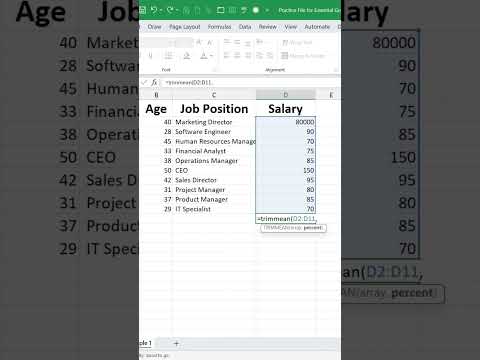 Use the Excel TRIMMEAN Function to Remove Outliers #shorts  #exceltech #exceltutorials #exceltips