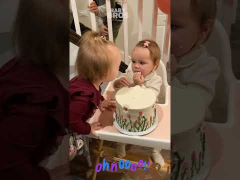 Baby's reaction to a birthday cake mishap #shorts #shortvideos #babyshorts