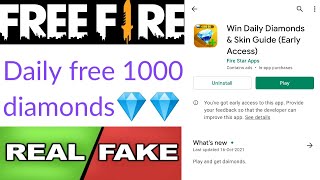 Win Daily Diamonds & Skin Guide app real or fake | free diamonds | Garena free fire | Tech Lover DK