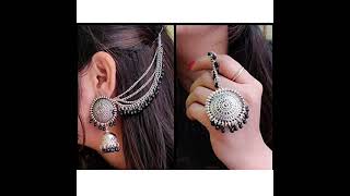 Shining Diva Fashion Latest Oxidised German Silver Antique Design TraditionalJewellery Set forGirls