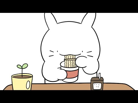 ASMR Cup Noodles & Triangle Gimbap (Mukbang Animation)