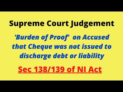 #scjudgement / Cheque bonuce/Burden of proof/ Sec.138/Sec 139/ Negotiable Instruments Act