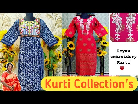 Pure Rayon & Cotton Embroidery Kurti Collection's | New Arrival || @sujatascollection4006