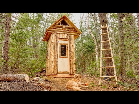 Building an Outhouse from Tree to Finish | Remote Off Grid Cabin Build by Hand