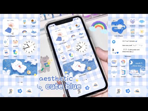 customize your iphone 🌧️ iOS15 (cute blue theme) 💙 | how to have an aesthetic phone