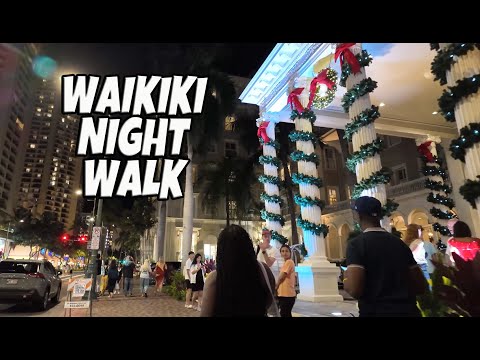 Waikiki Night Walk Kalakaua Ave November 30, 2024 Oahu Honolulu Hawaii