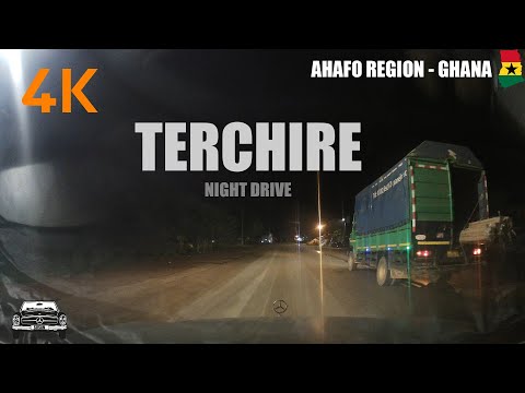 Terchire Night Drive from Susuanho Koforidua and Terchire in the Ahafo Region of Ghana 4K