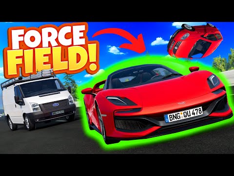 Using a FORCE FIELD to Crash Traffic Cars in BeamNG Drive Mods!