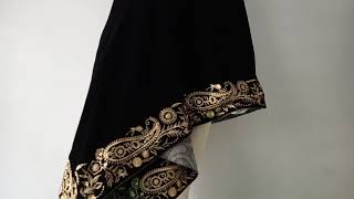 Designers Velvet Shawl Designs in Black Embroidered - Malik Stitchers - 00923217571740