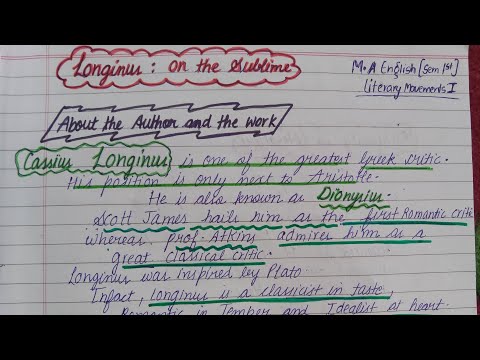 Longinus : On the Sublime | M.A. English Semester 1 | Literary Movements 1 #pu #englishliterature