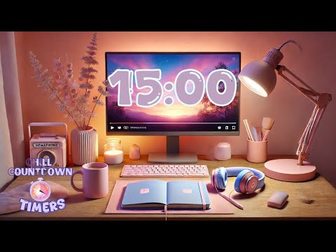 15 minute classroom or study timer with relaxing music