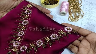 Hand embroidery neck design for kurti salwar