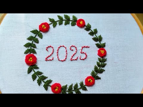 Beautiful Hand Embroidery Floral Hoop/Happy New Year(@ira creations 786)