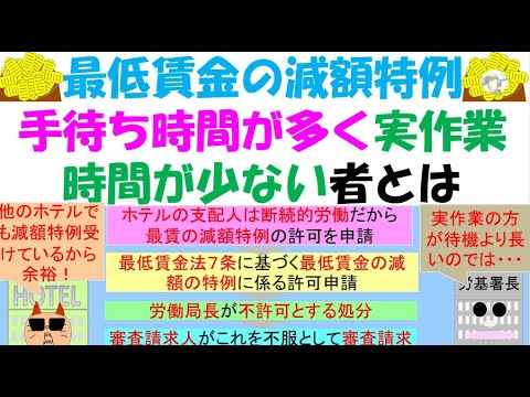 最低賃金の減額 特例手待ち時間が多く実作業時間が少ない者とは