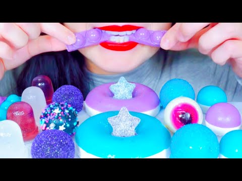 ASMR Purple and Blue Dessert, Gummy, Cup Jelly, Eating Vlog, 보라색과 파란색 디저트, 젤리 컵 젤리  @SugarHiASMR