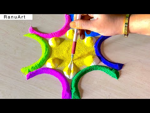 2 Simple Rangoli | Diwali Rangoli Designs | Navratri Rangoli designs | Rangoli colors | Ranu Art