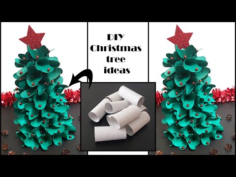 DIY Christmas tree made with toilet paper roll l l Christmas tree made with recycling materials l l