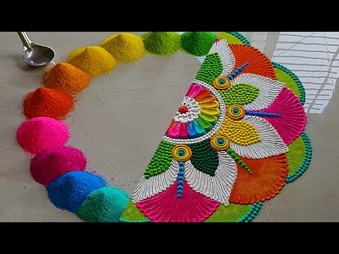 Unique rangoli designs for beginners |  Satisfying video | Sand art