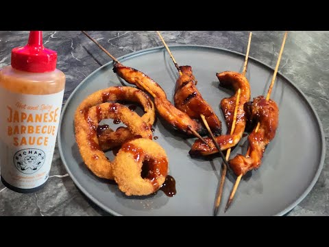 Hot and Spicy Japanese BBQ Chicken With Onion Rings You Have To Make This!!!!!!!!