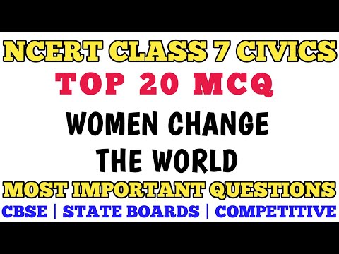 Best MCQ Women Change the World // Class 7 Civics Chapter 5 MCQs