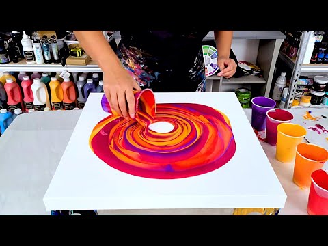 One of the PRETTIEST Color Combinations! - Sunset Colors - Acrylic Painting - Acrylic Pouring